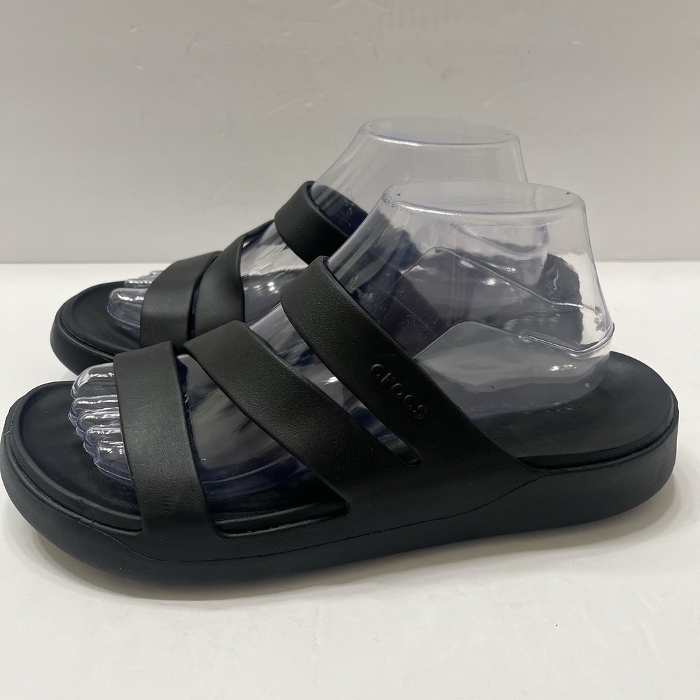 Crocs Black Getaway Strappy Sandal  Lightweight Comfort Slide Sz 10 NEW